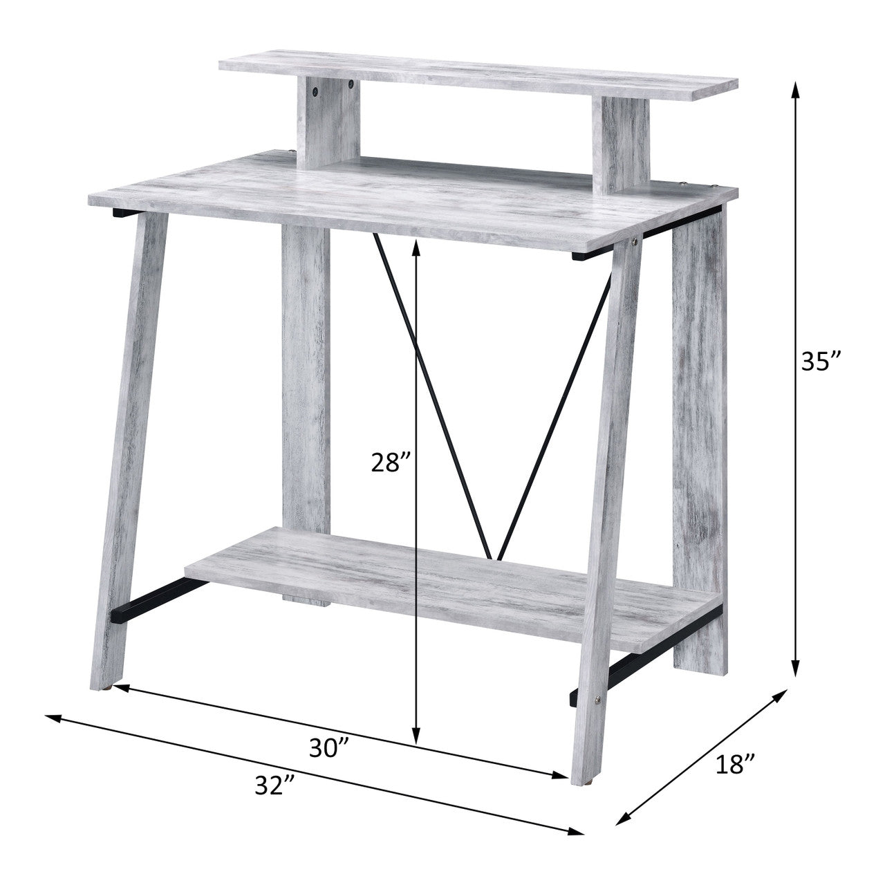 ACME 92732 Nypho Writing Desk, Antique White & Black Finish