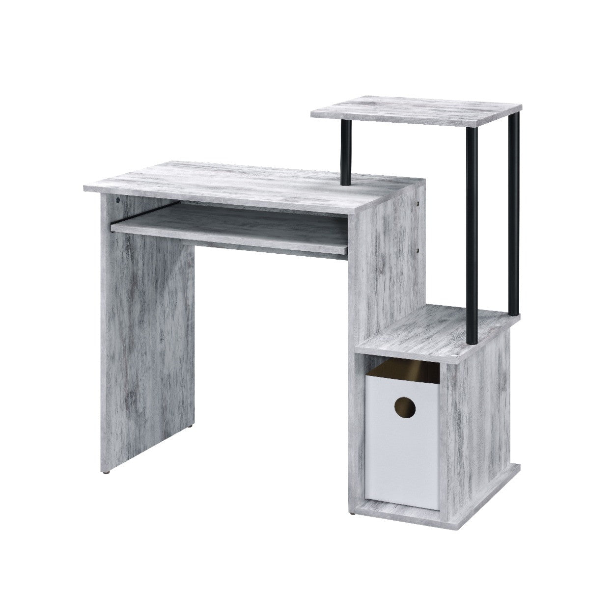 ACME 92762 Lyphre Computer Desk, Antique White & Black Finish