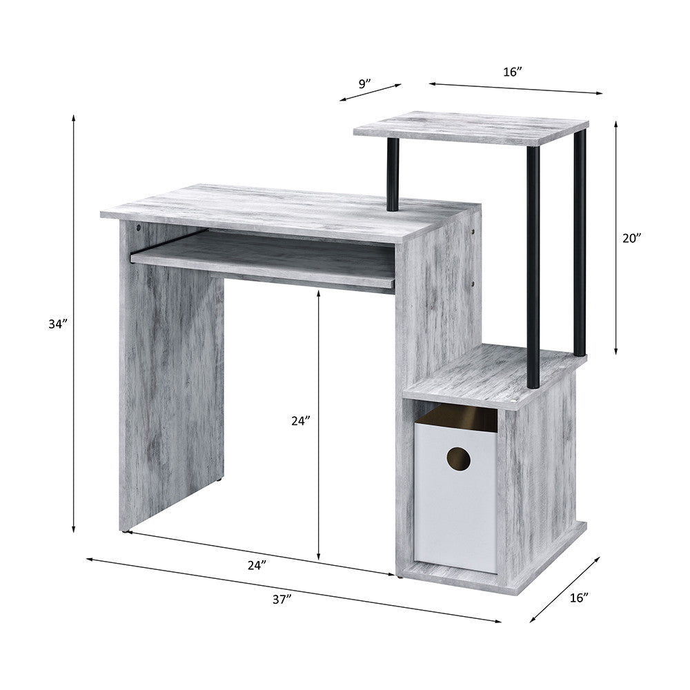 ACME 92762 Lyphre Computer Desk, Antique White & Black Finish