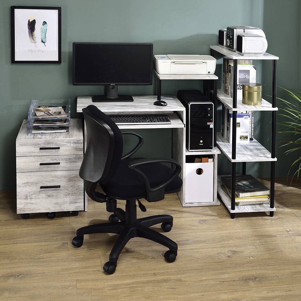 ACME 92762 Lyphre Computer Desk, Antique White & Black Finish
