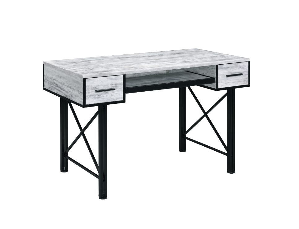 ACME 92797 Settea Computer Desk, Antique White & Black Finish