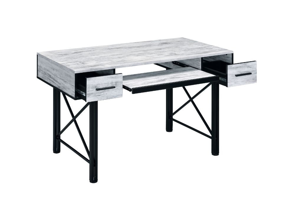 ACME 92797 Settea Computer Desk, Antique White & Black Finish