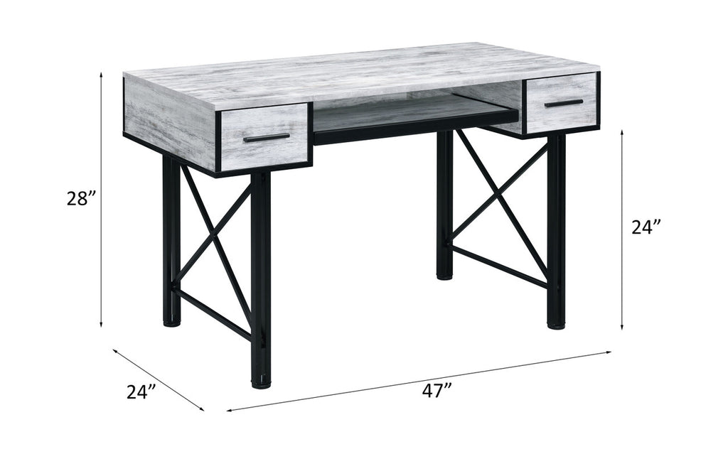 ACME 92797 Settea Computer Desk, Antique White & Black Finish