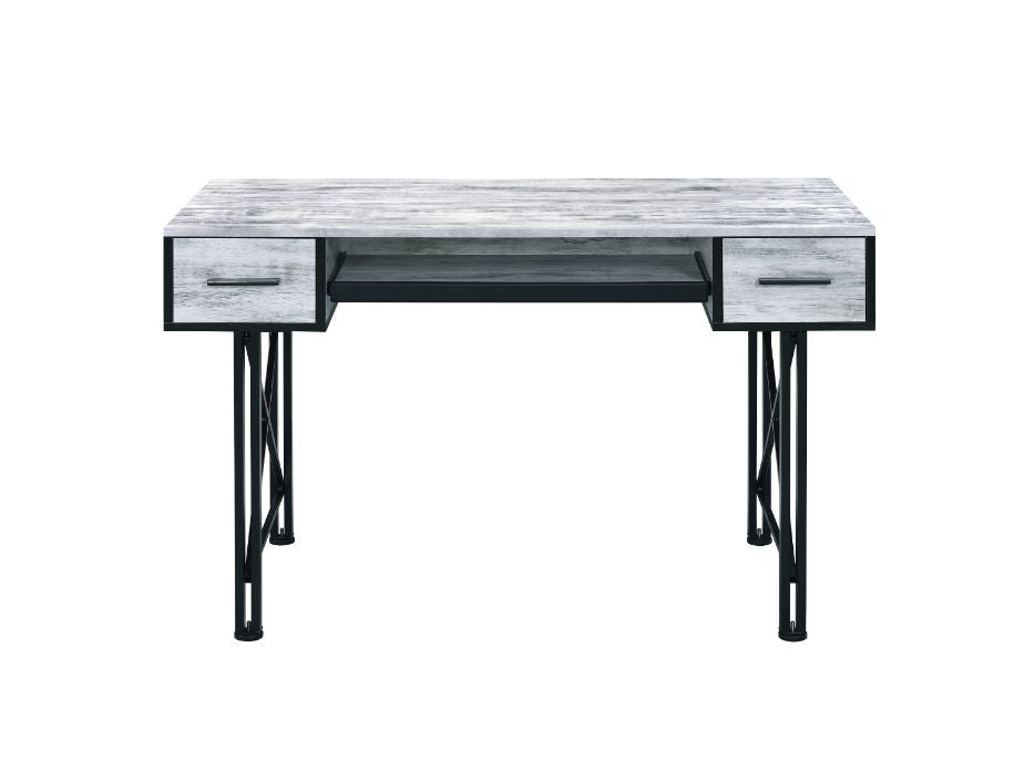 ACME 92797 Settea Computer Desk, Antique White & Black Finish