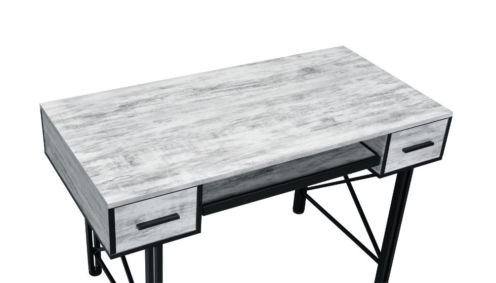 ACME 92797 Settea Computer Desk, Antique White & Black Finish