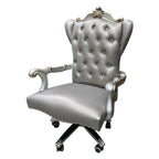 ACME 92822 Versailles Executive Chair with Swivel & Lift, Silver PU & Antique Platinum  1