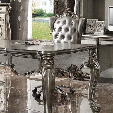 ACME 92822 Versailles Executive Chair with Swivel & Lift, Silver PU & Antique Platinum