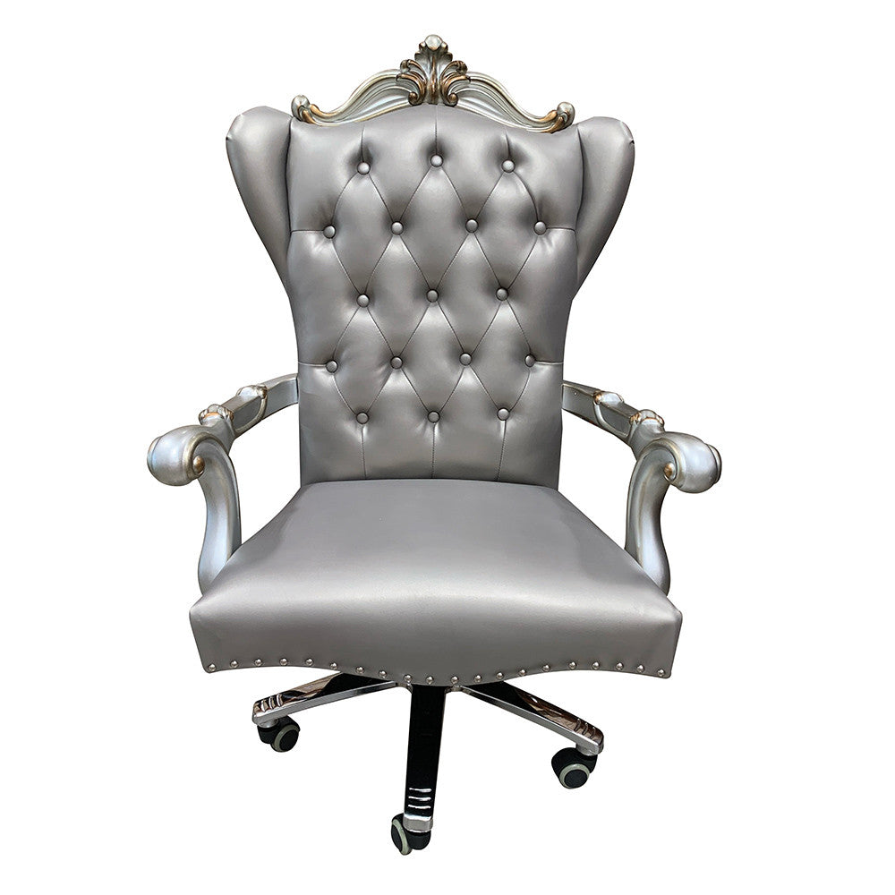 ACME 92822 Versailles Executive Chair with Swivel & Lift, Silver PU & Antique Platinum  2