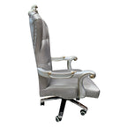 ACME 92822 Versailles Executive Chair with Swivel & Lift, Silver PU & Antique Platinum  3