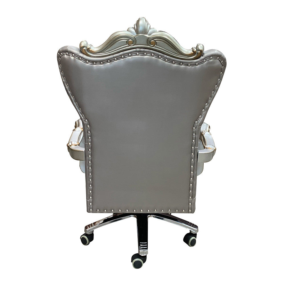 ACME 92822 Versailles Executive Chair with Swivel & Lift, Silver PU & Antique Platinum  4