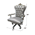 ACME 92822 Versailles Executive Chair with Swivel & Lift, Silver PU & Antique Platinum  6