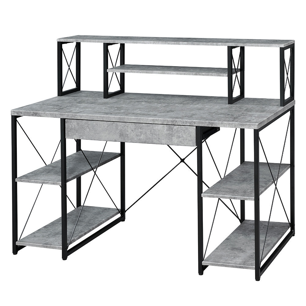 ACME 92875 Amiel Music Recording Studio Desk, Faux Concrete & Black