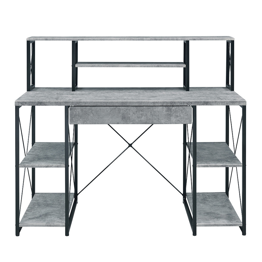 ACME 92875 Amiel Music Recording Studio Desk, Faux Concrete & Black