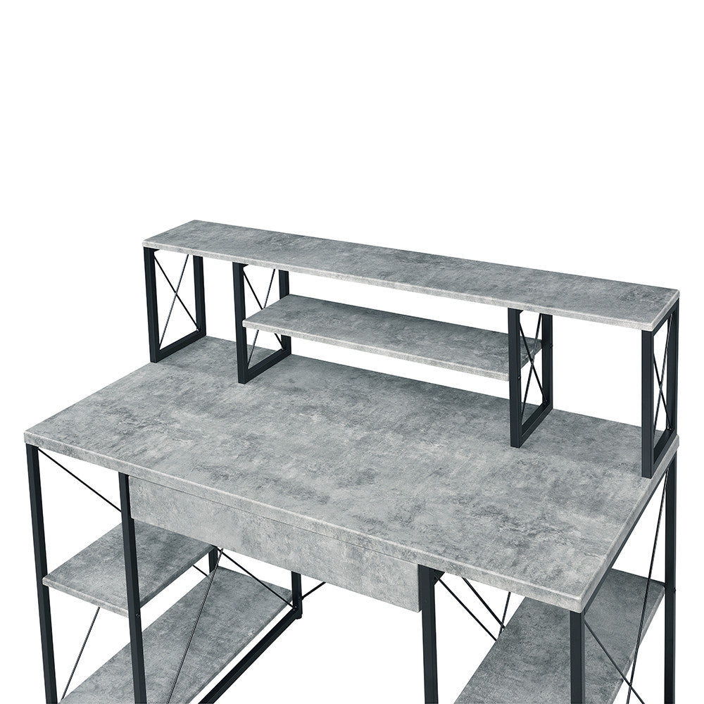 ACME 92875 Amiel Music Recording Studio Desk, Faux Concrete & Black
