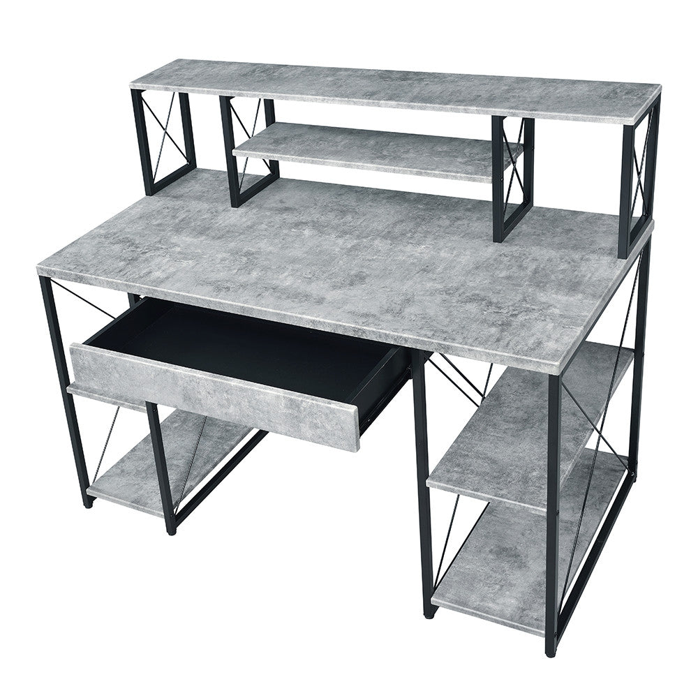 ACME 92875 Amiel Music Recording Studio Desk, Faux Concrete & Black