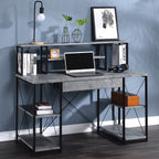 ACME 92875 Amiel Music Recording Studio Desk, Faux Concrete & Black