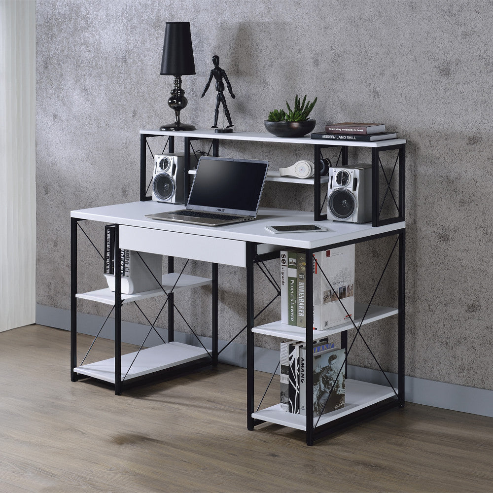 ACME 92879 Amiel Music Recording Studio Desk, White & Black