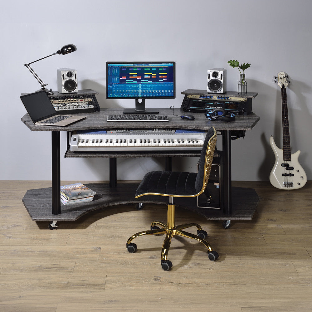 ACME 92890 Eleazar Music Recording Studio Desk, Black Oak