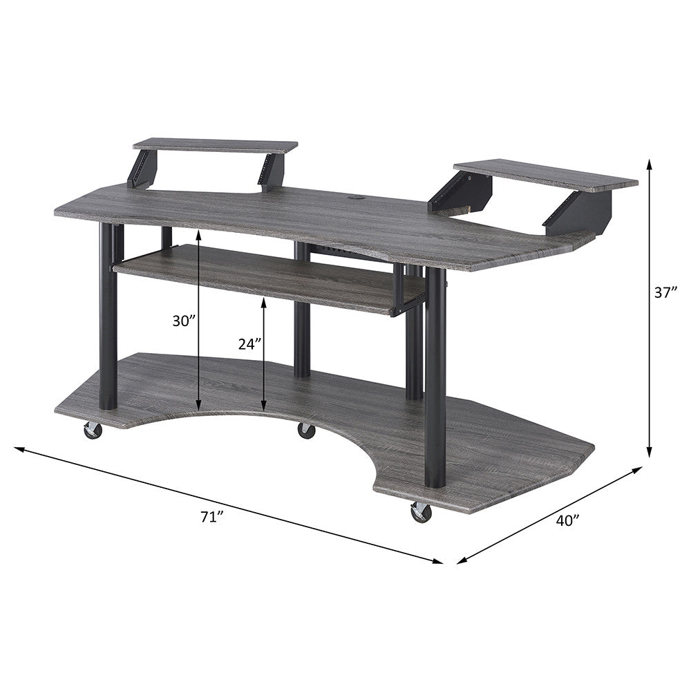ACME 92890 Eleazar Music Recording Studio Desk, Black Oak