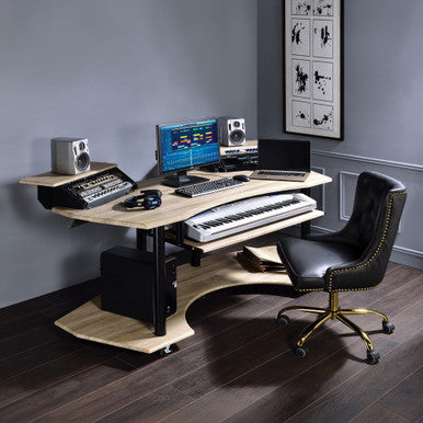 ACME 92892 Eleazar Music Recording Studio Desk, Natural Oak