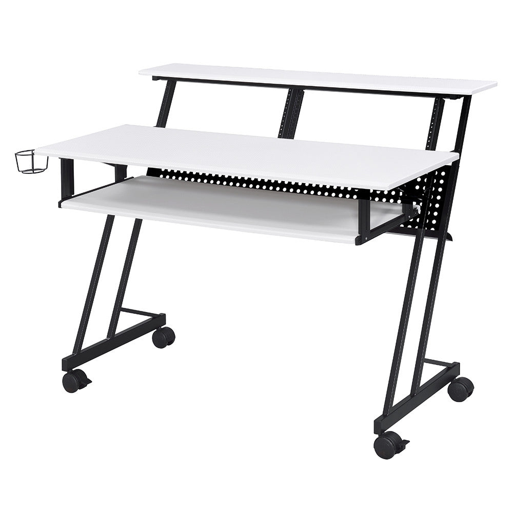 ACME 92902 Suitor Music Recording Studio Desk, White & Black
