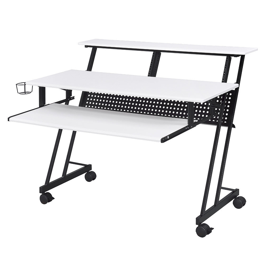 ACME 92902 Suitor Music Recording Studio Desk, White & Black