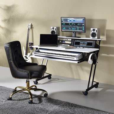 ACME 92902 Suitor Music Recording Studio Desk, White & Black