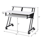 ACME 92902 Suitor Music Recording Studio Desk, White & Black
