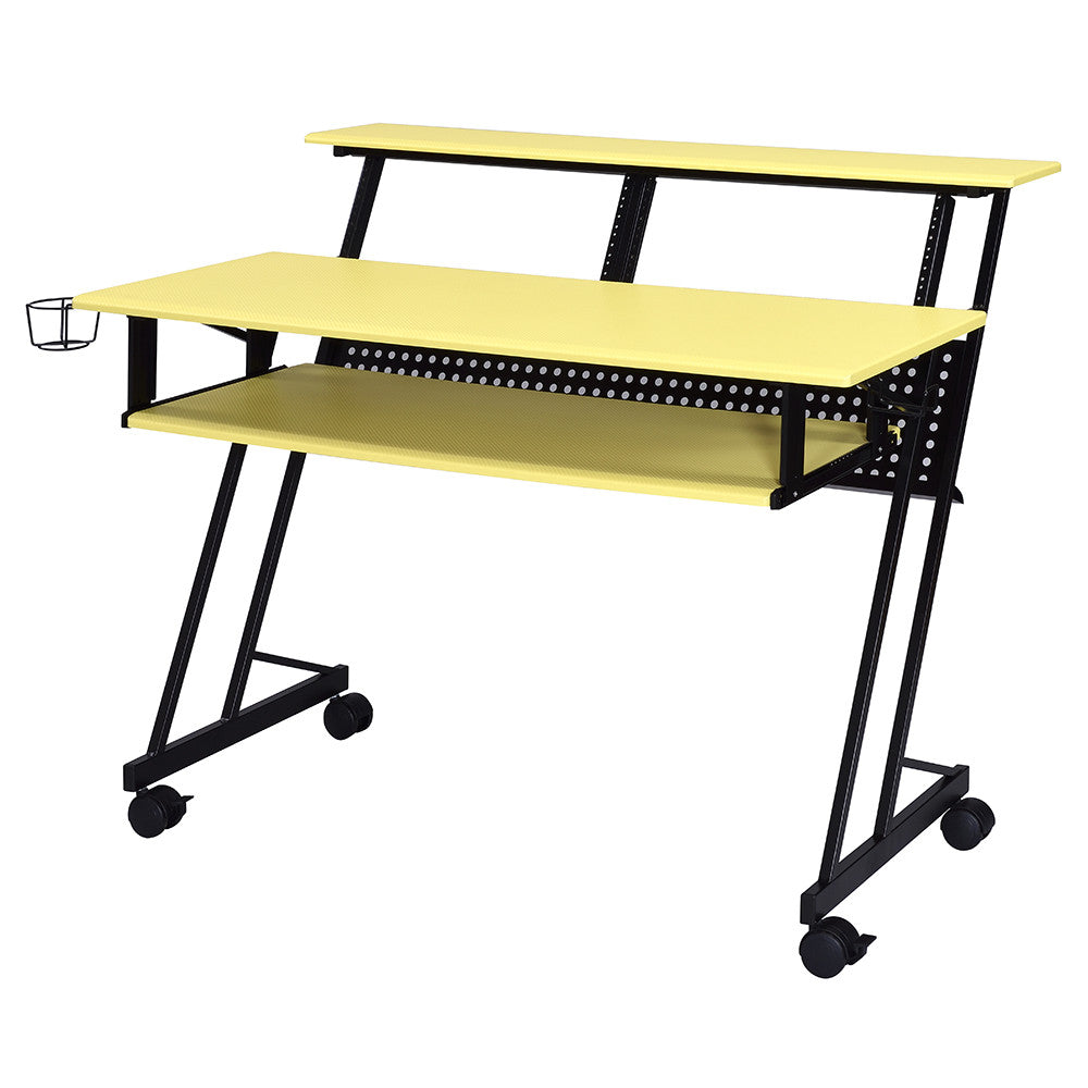 ACME 92904 Suitor Music Recording Studio Desk, Yellow & Black