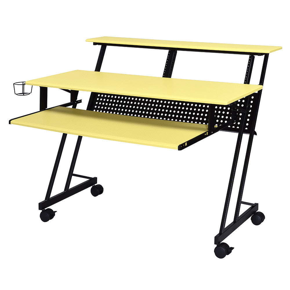 ACME 92904 Suitor Music Recording Studio Desk, Yellow & Black