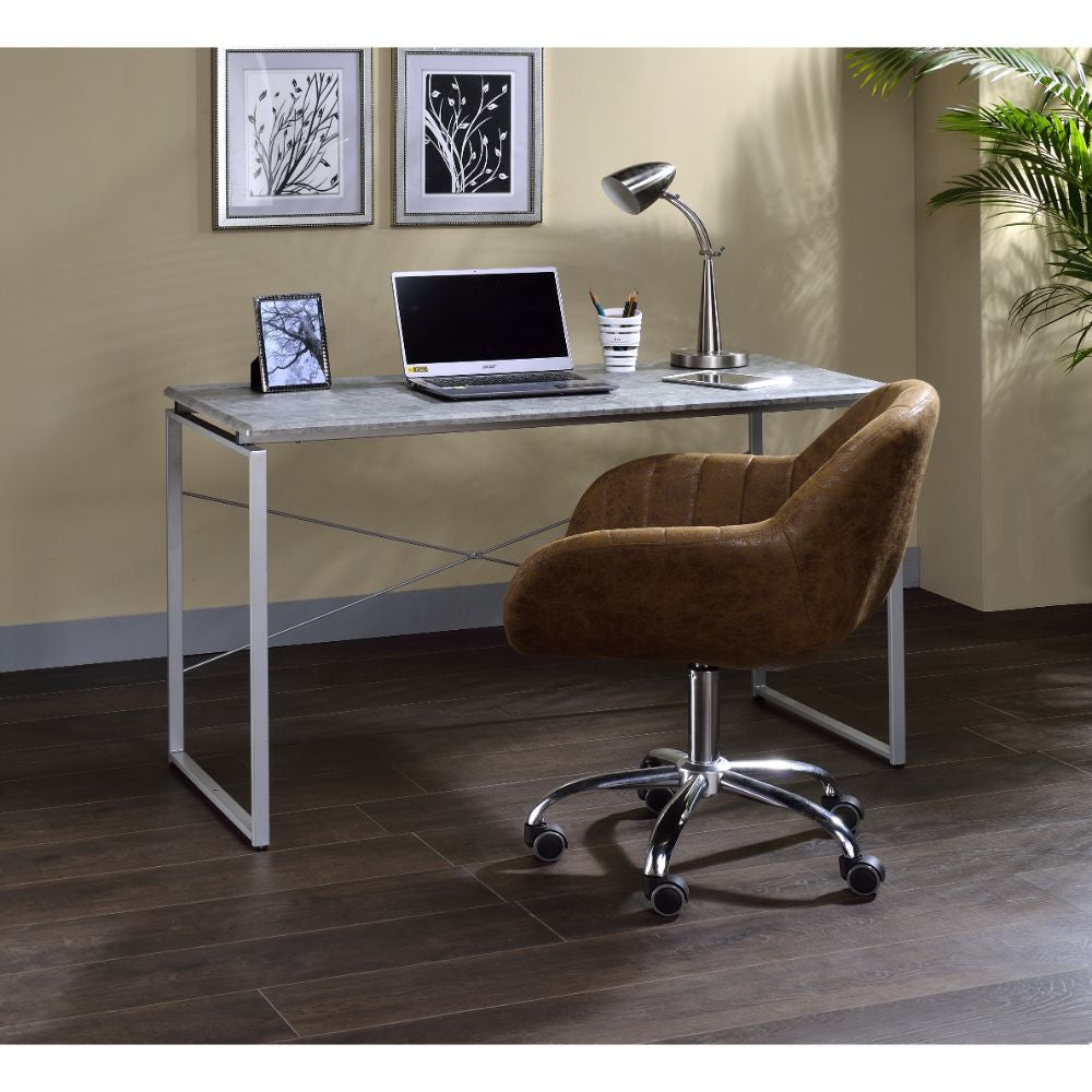 ACME 92905 Jurgen Desk, Faux Concrete & Silver