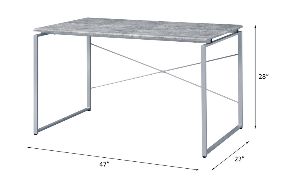ACME 92905 Jurgen Desk, Faux Concrete & Silver