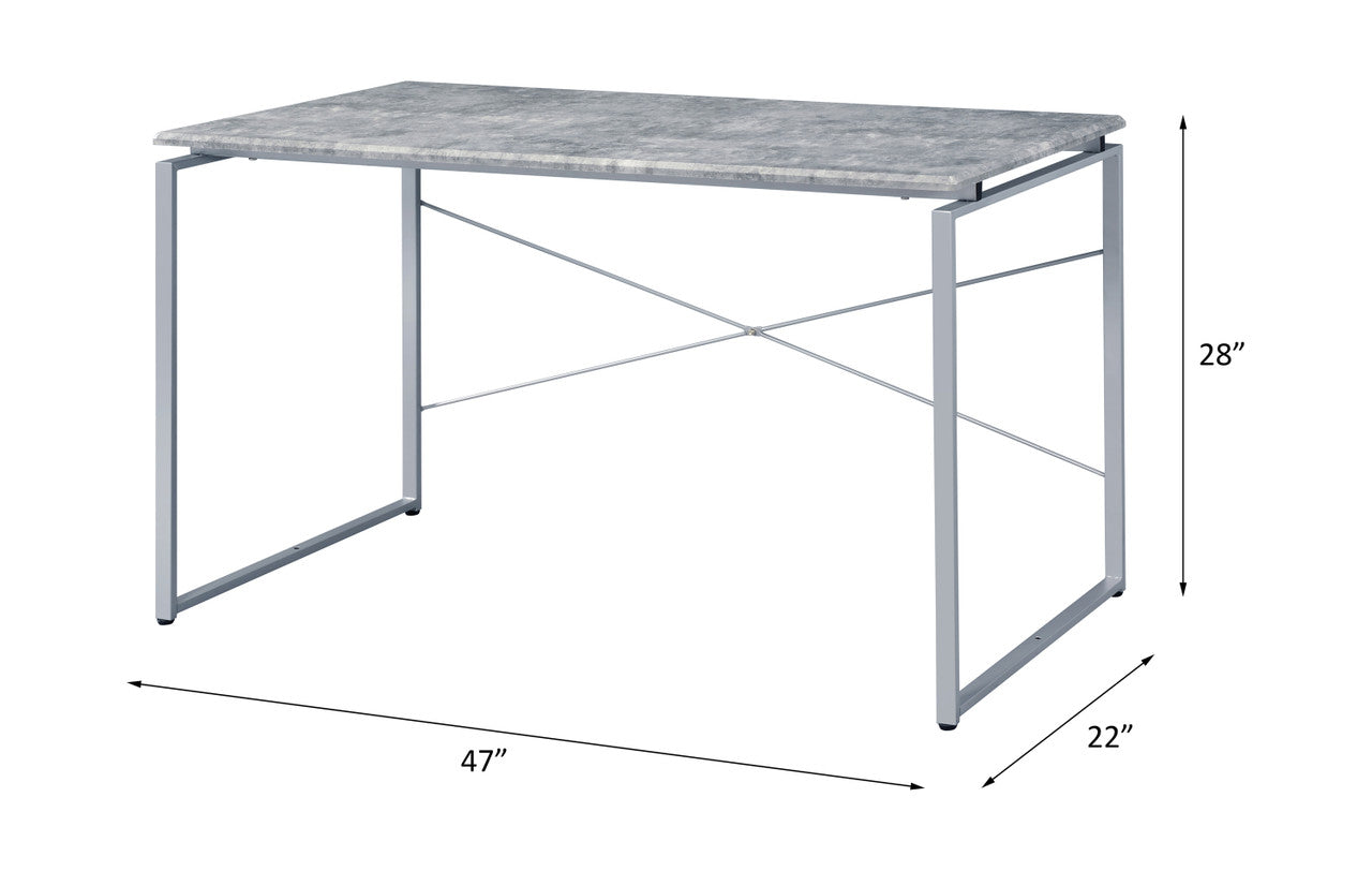 ACME 92905 Jurgen Desk, Faux Concrete & Silver