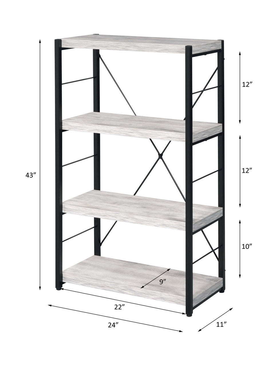ACME 92917 Jurgen Bookshelf, Antique White & Black