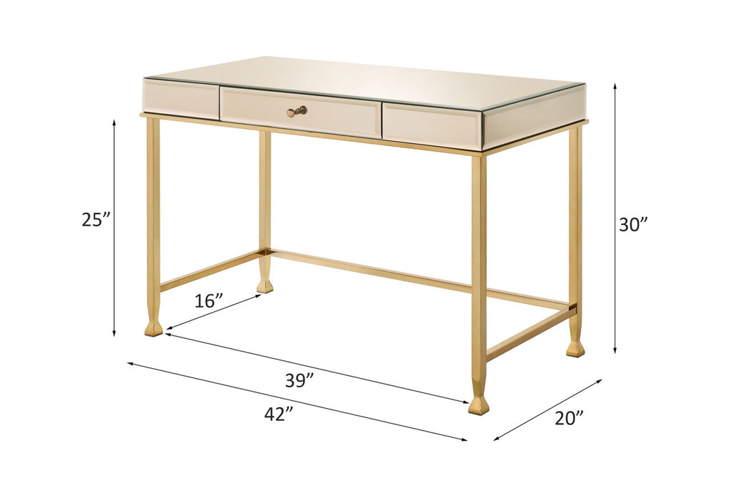 ACME 92977 Canine Writing Desk, Smoky Mirrored and Champagne Finish