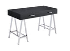 ACME 93045 Coleen Built-in USB Port Writing Desk, Black High Gloss & Chrome Finish