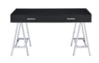 ACME 93045 Coleen Built-in USB Port Writing Desk, Black High Gloss & Chrome Finish