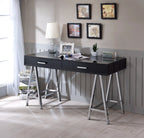 ACME 93045 Coleen Built-in USB Port Writing Desk, Black High Gloss & Chrome Finish