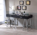 ACME 93045 Coleen Built-in USB Port Writing Desk, Black High Gloss & Chrome Finish