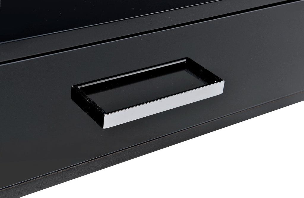 ACME 93045 Coleen Built-in USB Port Writing Desk, Black High Gloss & Chrome Finish