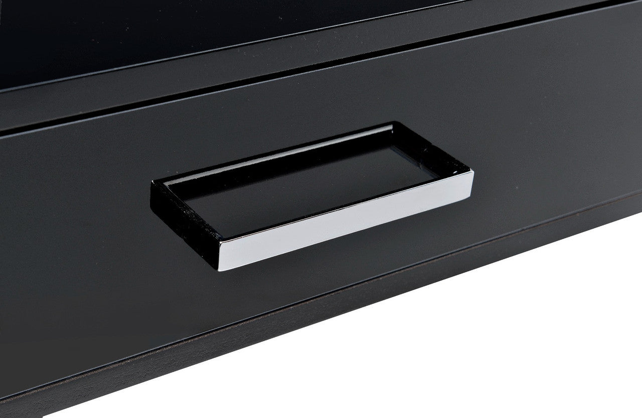 ACME 93045 Coleen Built-in USB Port Writing Desk, Black High Gloss & Chrome Finish