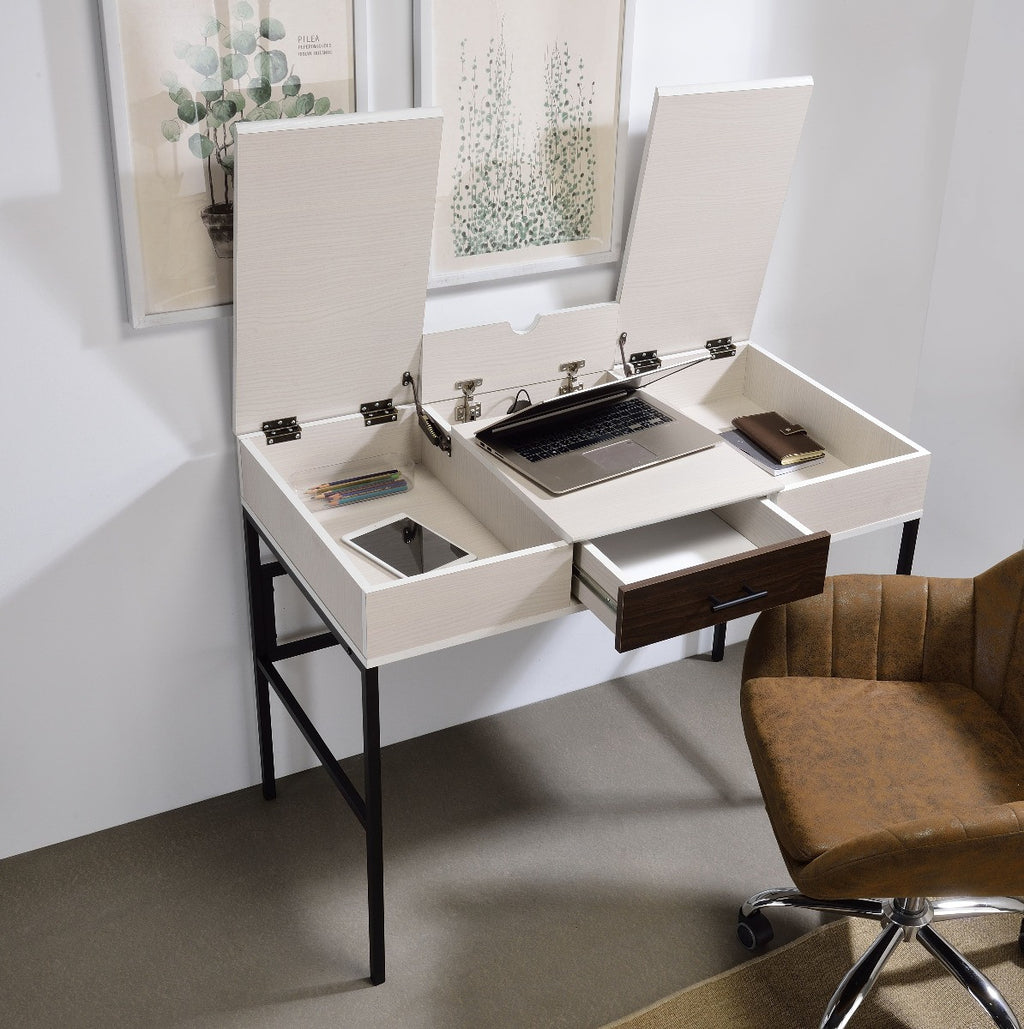 ACME 93090 Verster Built-in USB Port Writing Desk, Natural & Black Finish  6
