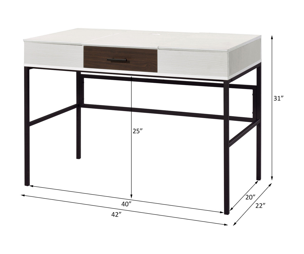 ACME 93090 Verster Built-in USB Port Writing Desk, Natural & Black Finish  7