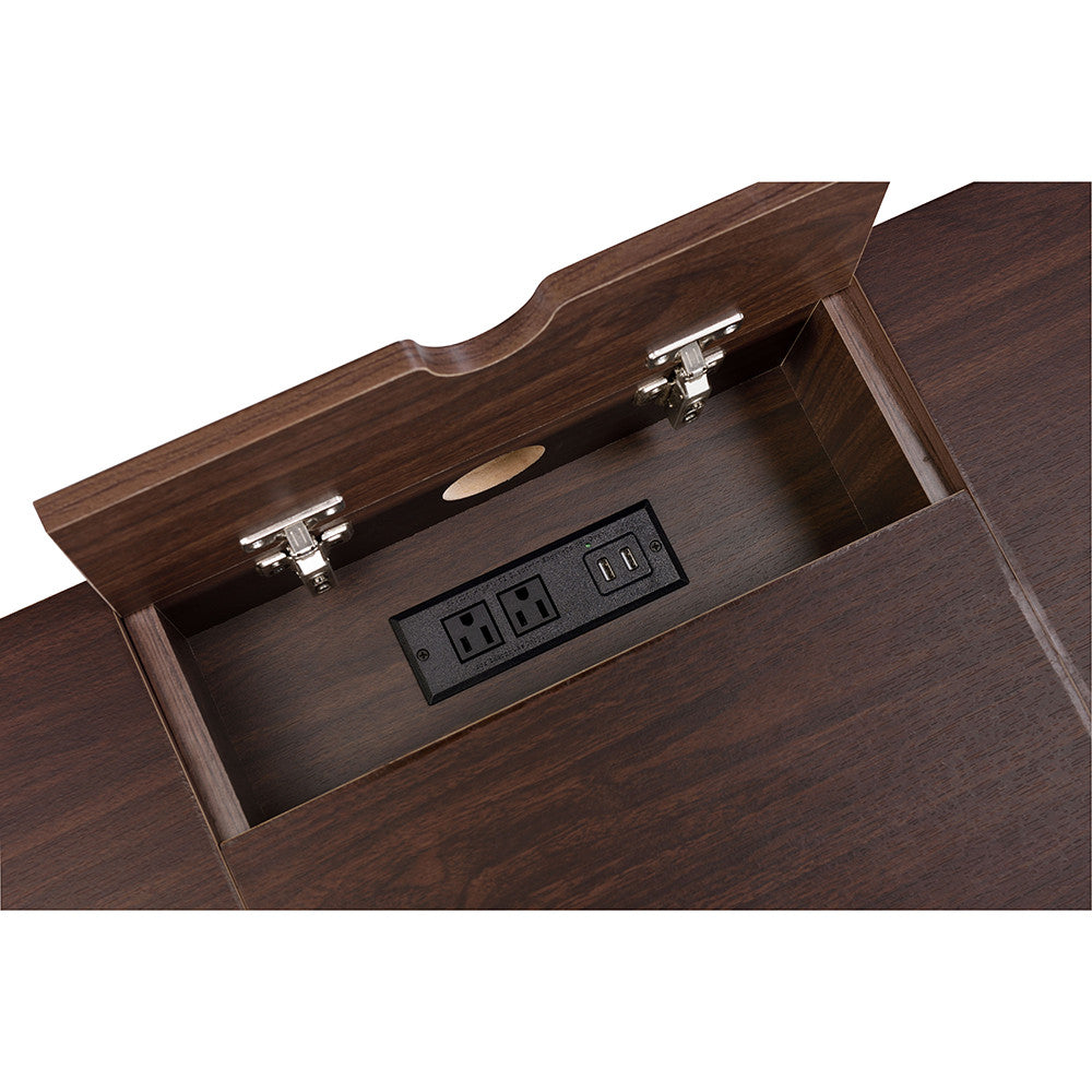 ACME 93092 Verster Built-in USB Port Writing Desk, Oak & Black Finish  4