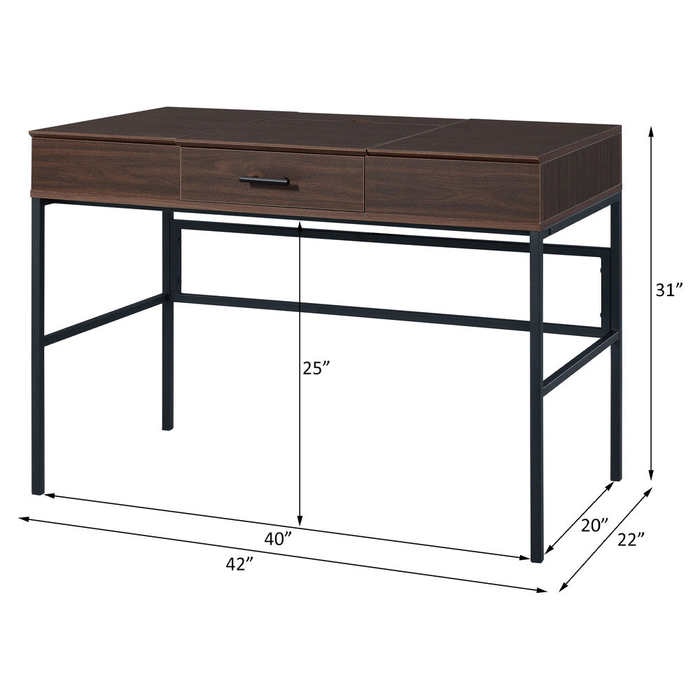 ACME 93092 Verster Built-in USB Port Writing Desk, Oak & Black Finish  7