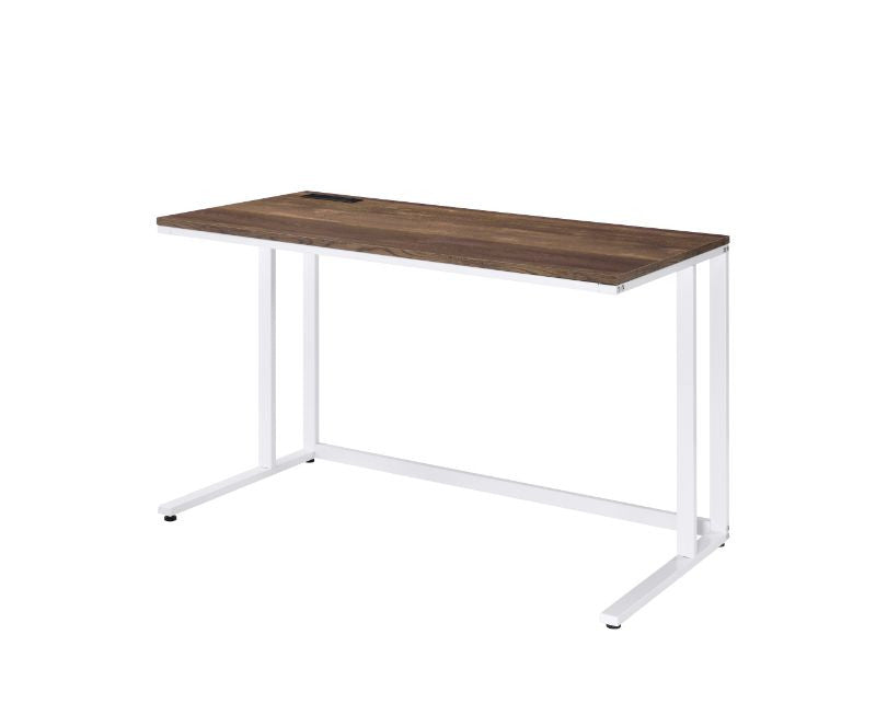 ACME 93094 Tyrese Built-in USB Port Writing Desk, Walnut & White Finish