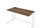 ACME 93094 Tyrese Built-in USB Port Writing Desk, Walnut & White Finish  2