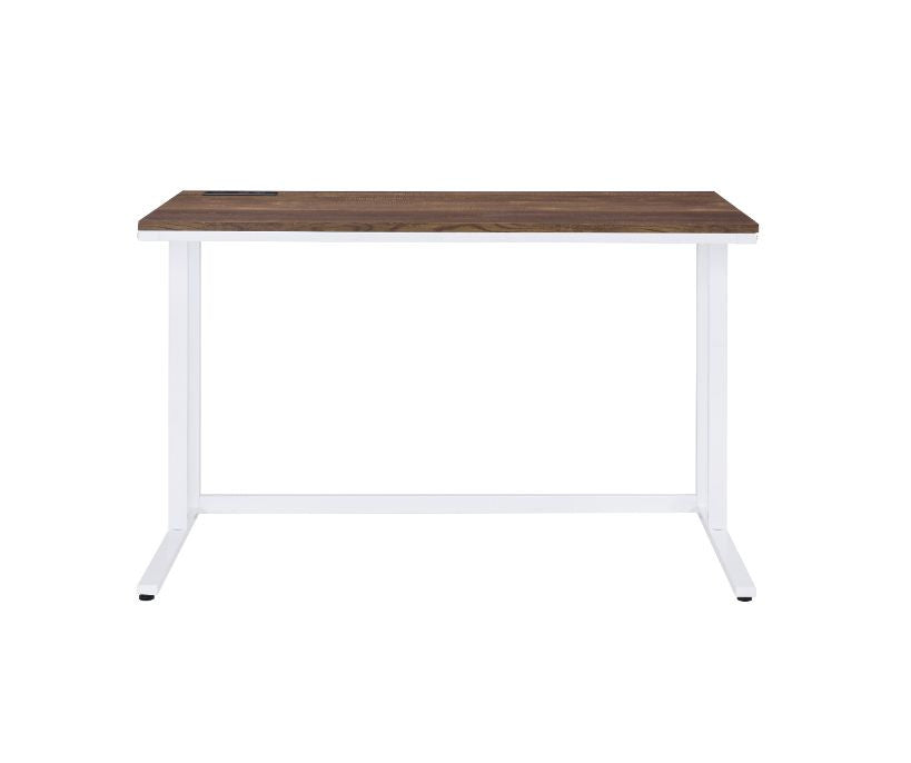ACME 93094 Tyrese Built-in USB Port Writing Desk, Walnut & White Finish  3
