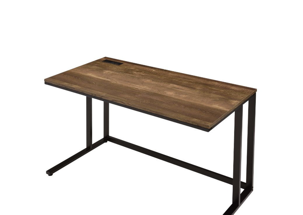 ACME 93096 Tyrese Built-in USB Port Writing Desk, Walnut & Black Finish  2