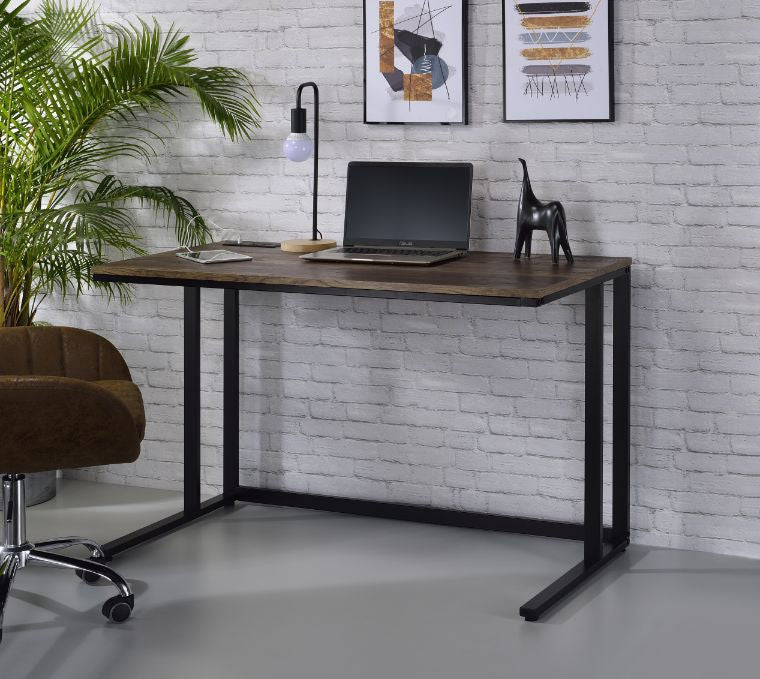 ACME 93096 Tyrese Built-in USB Port Writing Desk, Walnut & Black Finish  4